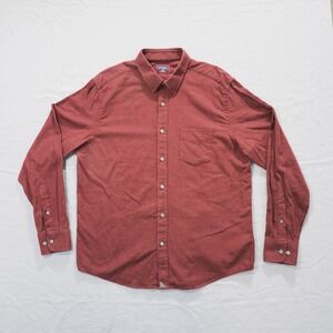 Untuckit Shirt Mens Large Burgundy Red Flannel Twill Brushed Cotton Long Sleeve